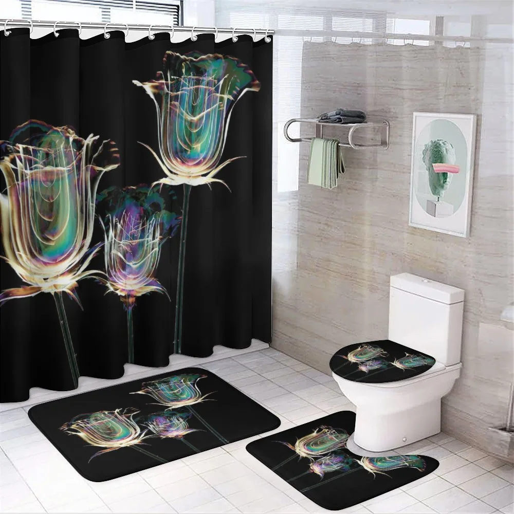 Soap Bubble Look Roses Art 4-Piece Bathroom Set product video