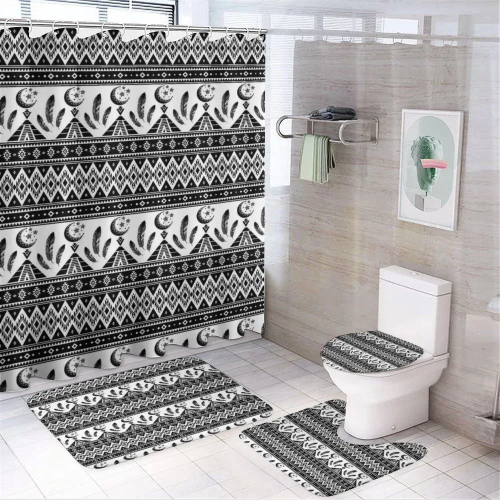 Trippy Moon Feather Pattern — 4-Piece Bathroom Set preview