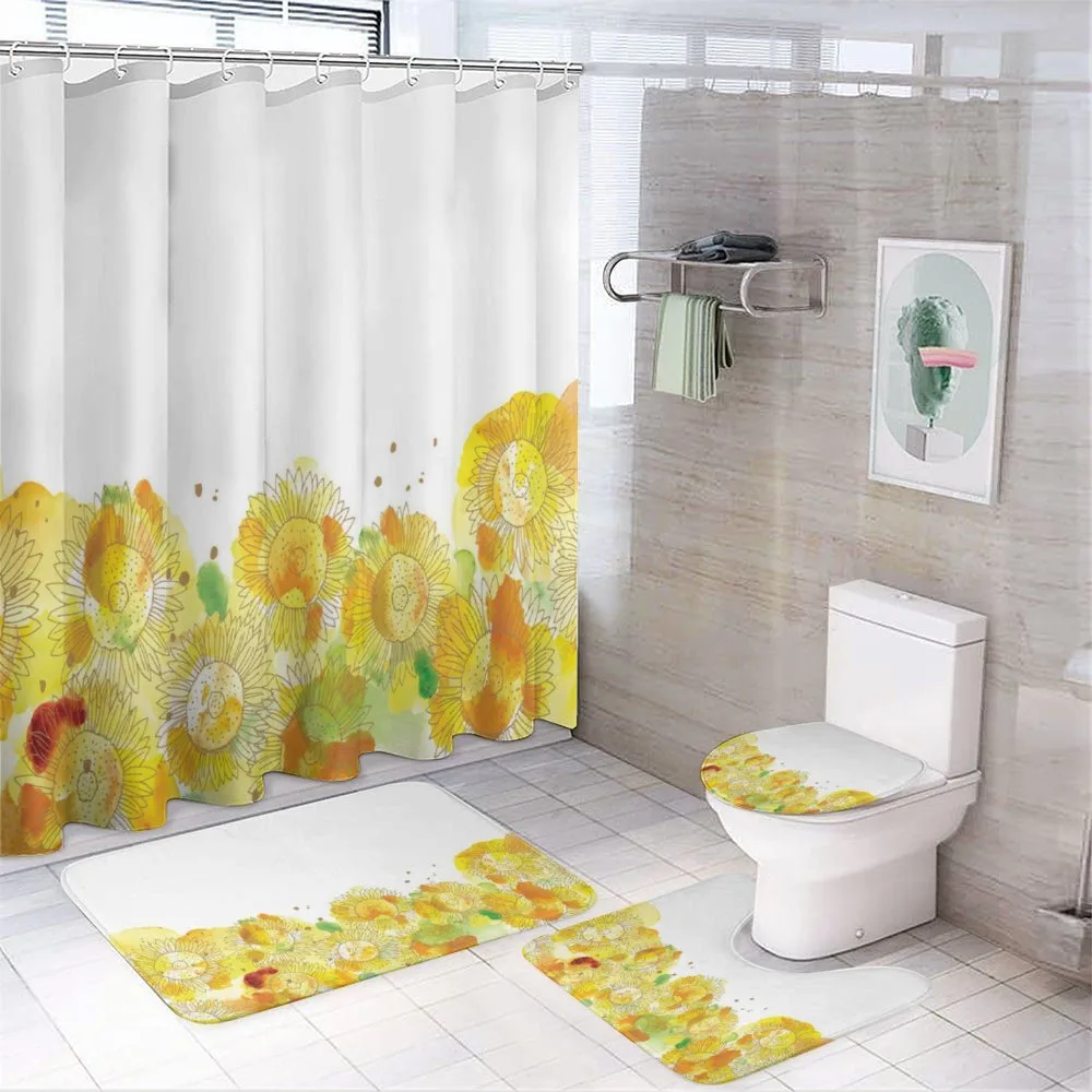 Watercolor Sunflowers — 4-Piece Bathroom Set preview
