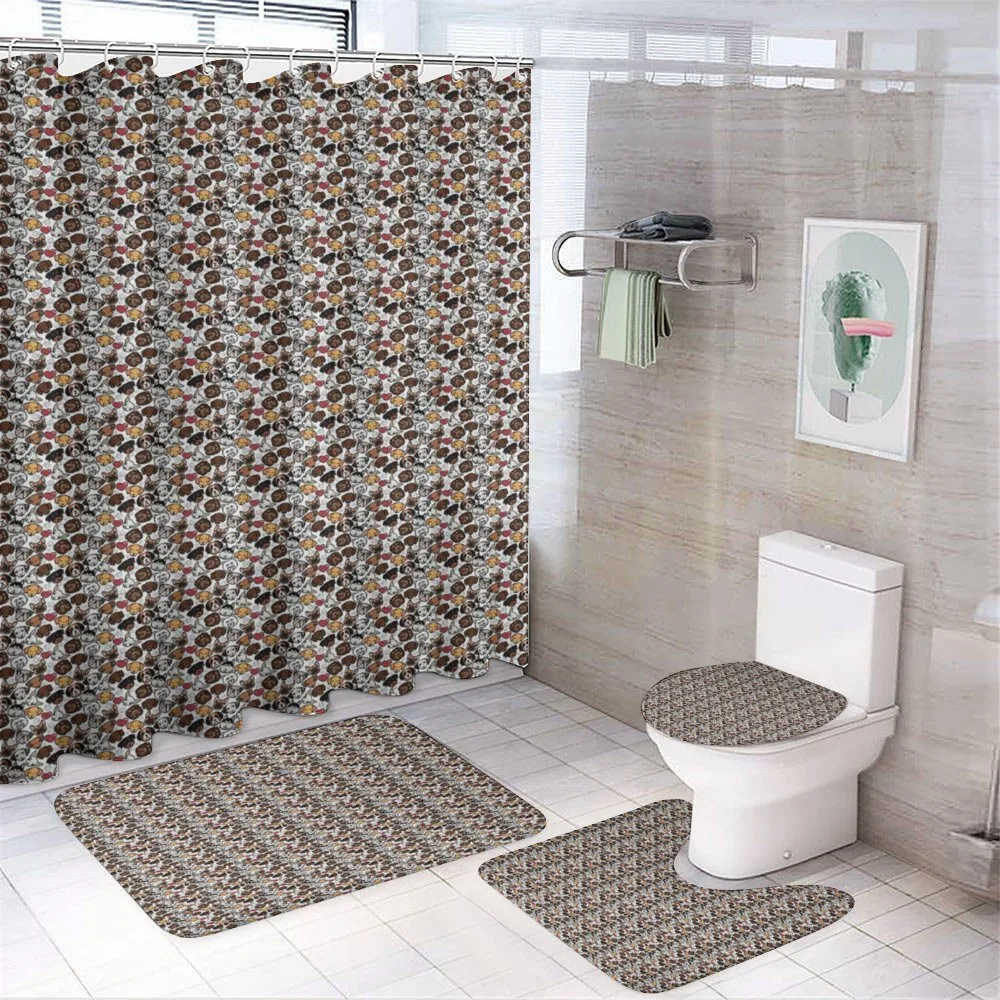 Cartoon Style Breed Portraits — 4-Piece Bathroom Set preview