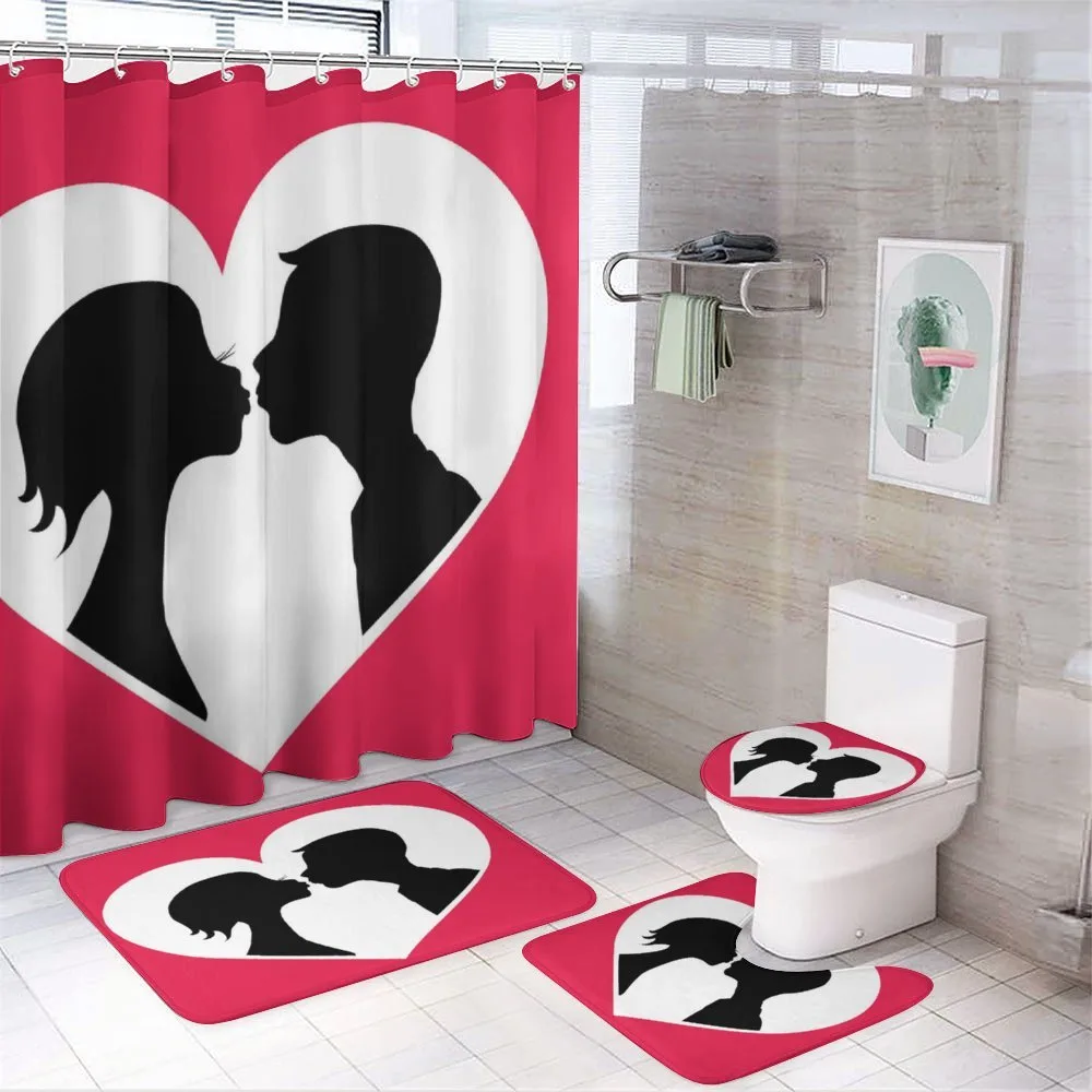 Couple Silhouette in Heart — 4-Piece Bathroom Set preview