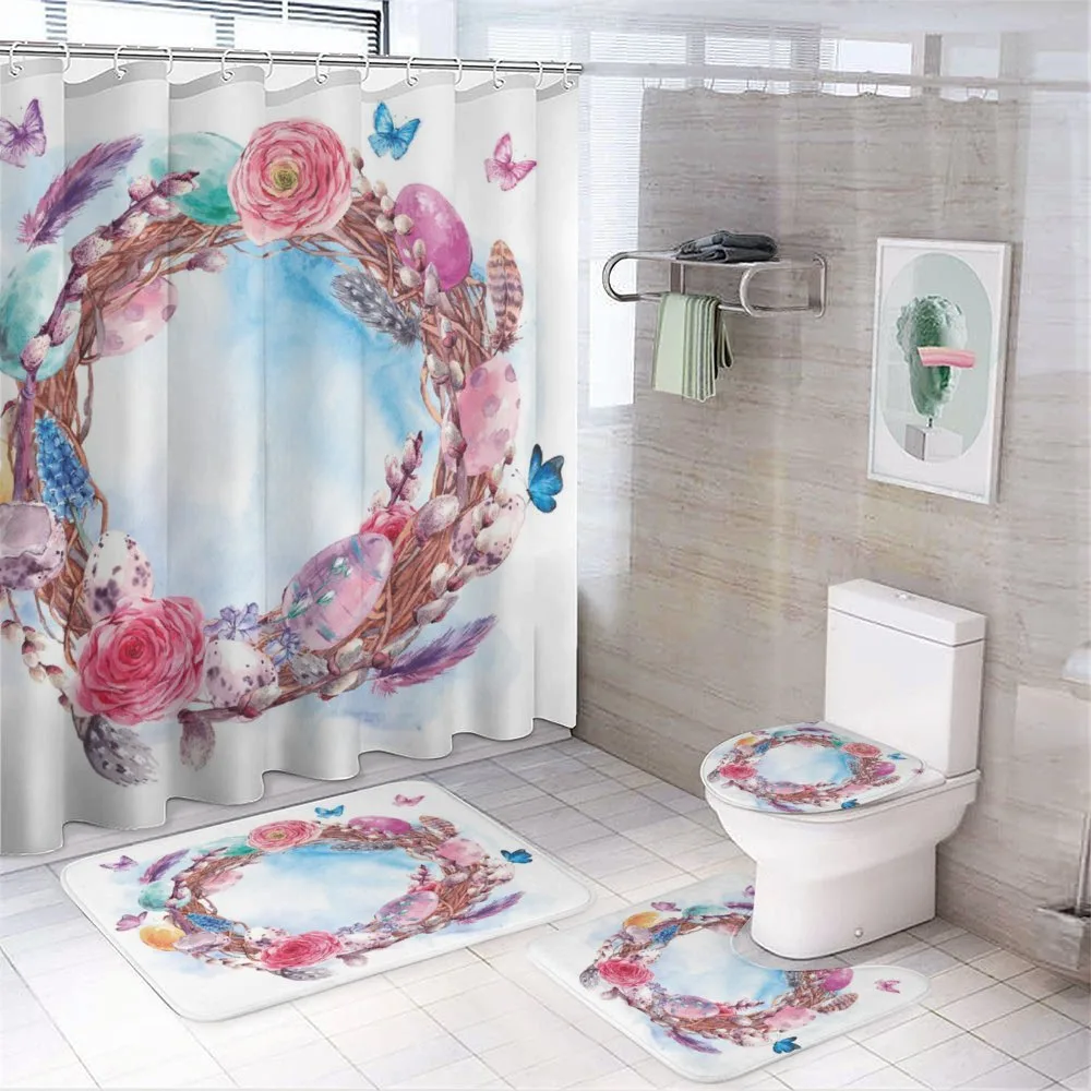 Floral Wreath Feathers — 4-Piece Bathroom Set preview