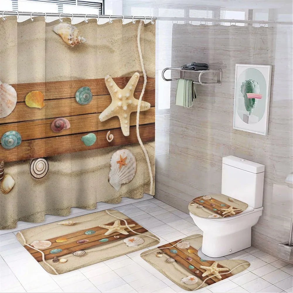 Rustic Board Seashells — 4-Piece Bathroom Set preview
