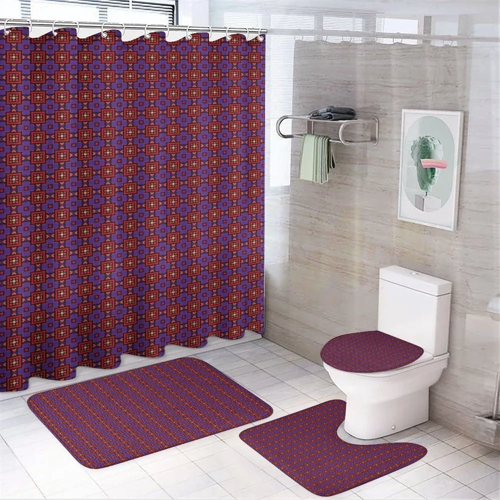 Square Tiles Petal Motifs — 4-Piece Bathroom Set preview