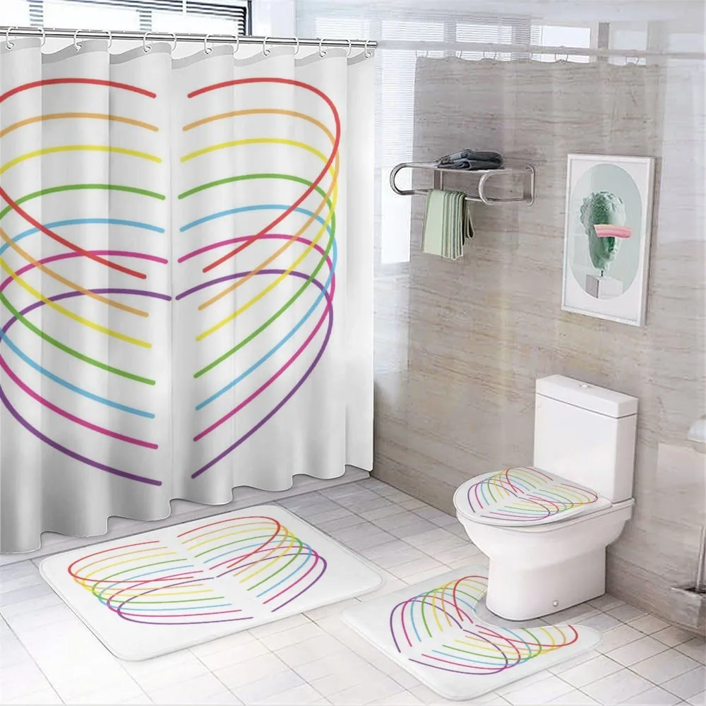 Vivid Outline Heart Drawings — 4-Piece Bathroom Set preview