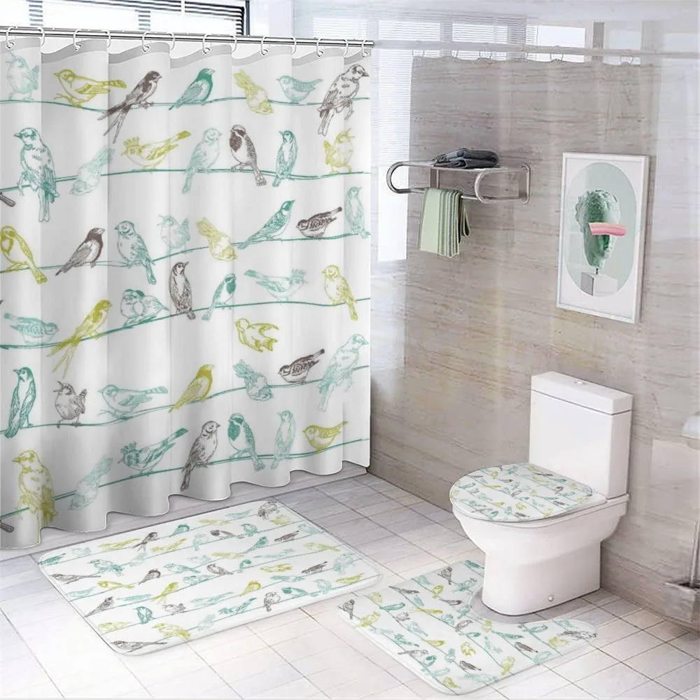 Birds Sitting on Wires — 4-Piece Bathroom Set preview