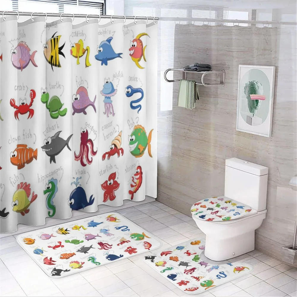 Cartoonish Various Breed Names — 4-Piece Bathroom Set preview