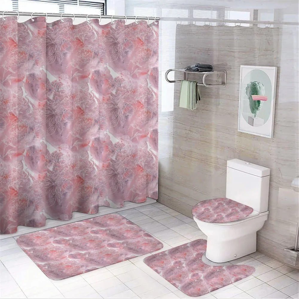 Flourish Blossoms on Pastel Spots — 4-Piece Bathroom Set preview