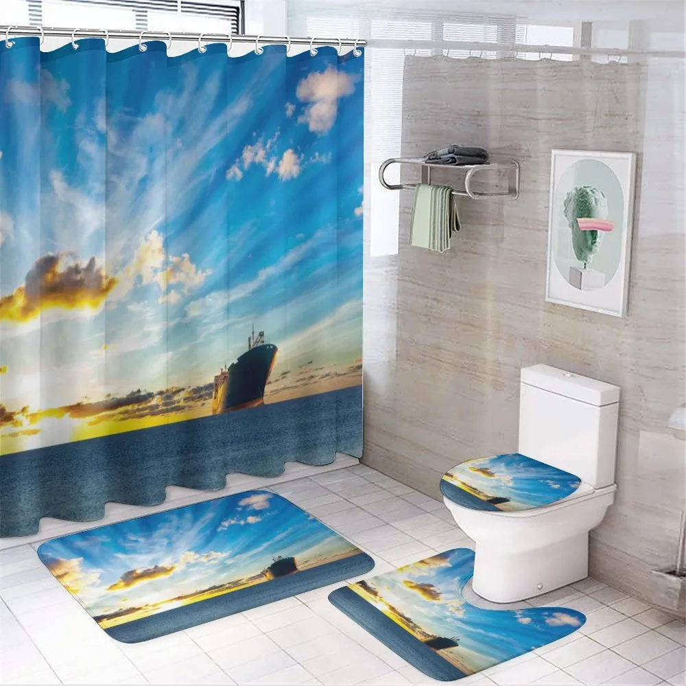 Sea at Sunset Ship — 4-Piece Bathroom Set preview