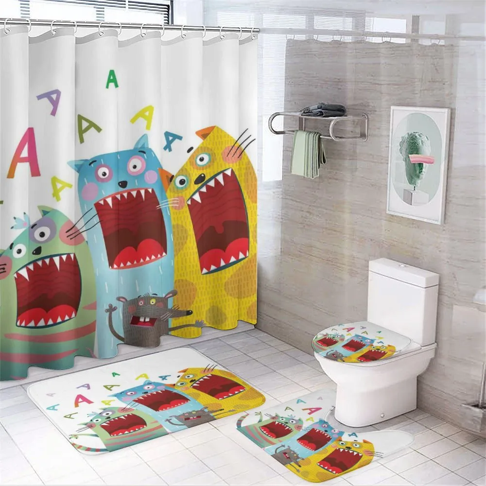 Cartoon Cats and Rat — 4-Piece Bathroom Set preview