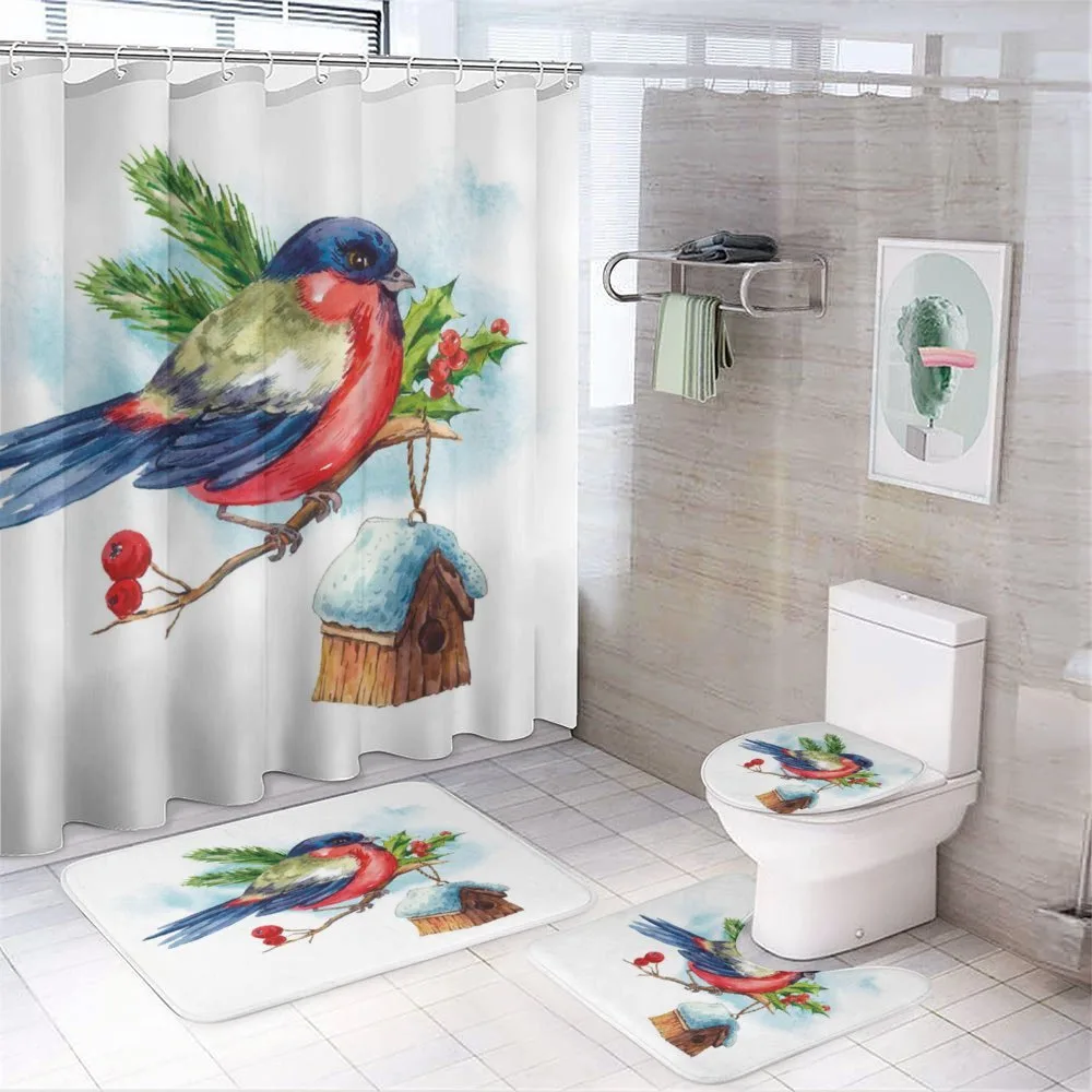 Christmas Bird Holly Pine — 4-Piece Bathroom Set preview