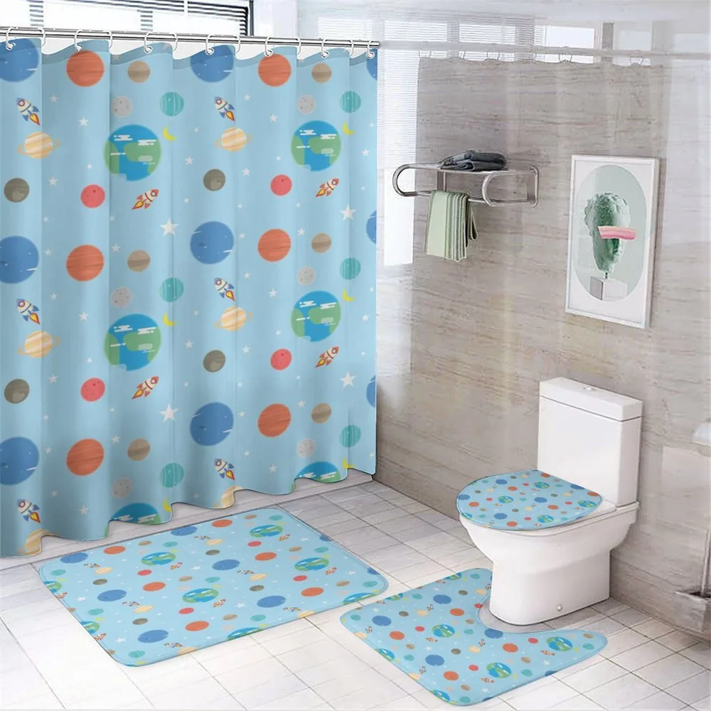 Colorful Galactic Elements — 4-Piece Bathroom Set preview