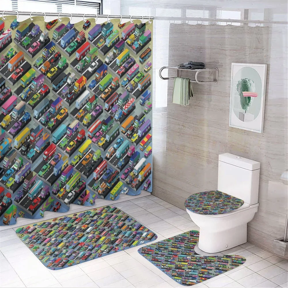 Detailed Vibrant Car Park — 4-Piece Bathroom Set preview