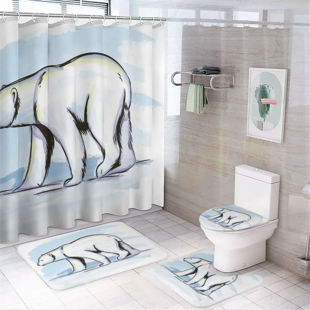 Pencil Sketch Polar Bear — 4-Piece Bathroom Set preview