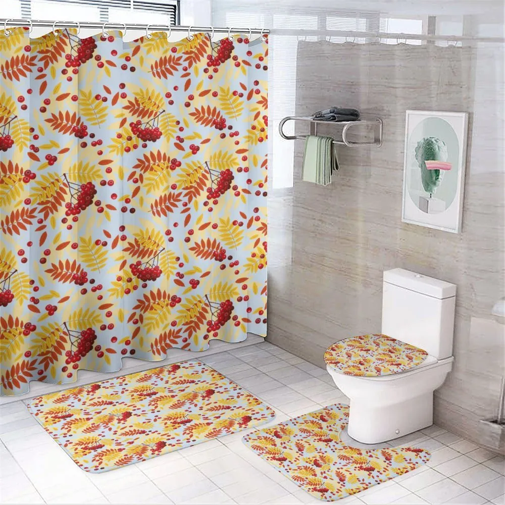 Ripe Berries Dried Leaves — 4-Piece Bathroom Set preview
