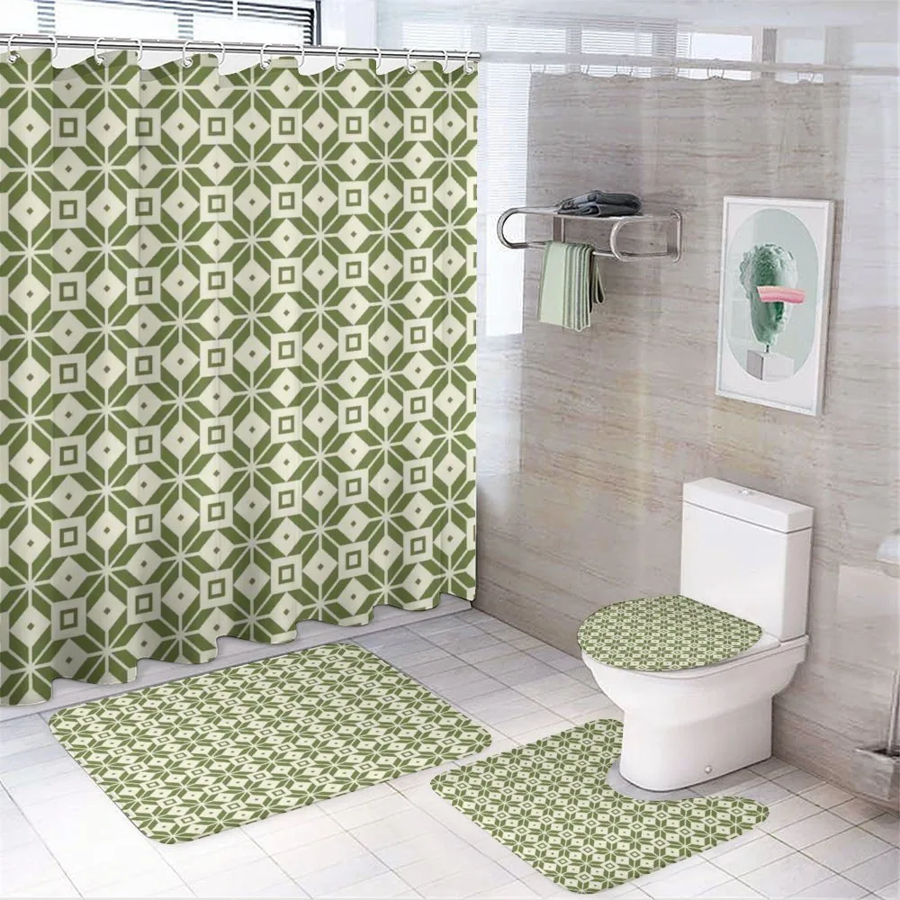 Square Tiles Tangled Lines — 4-Piece Bathroom Set preview