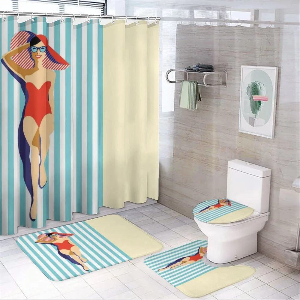 Sunbathing Beach 4-Piece Bathroom Set product video