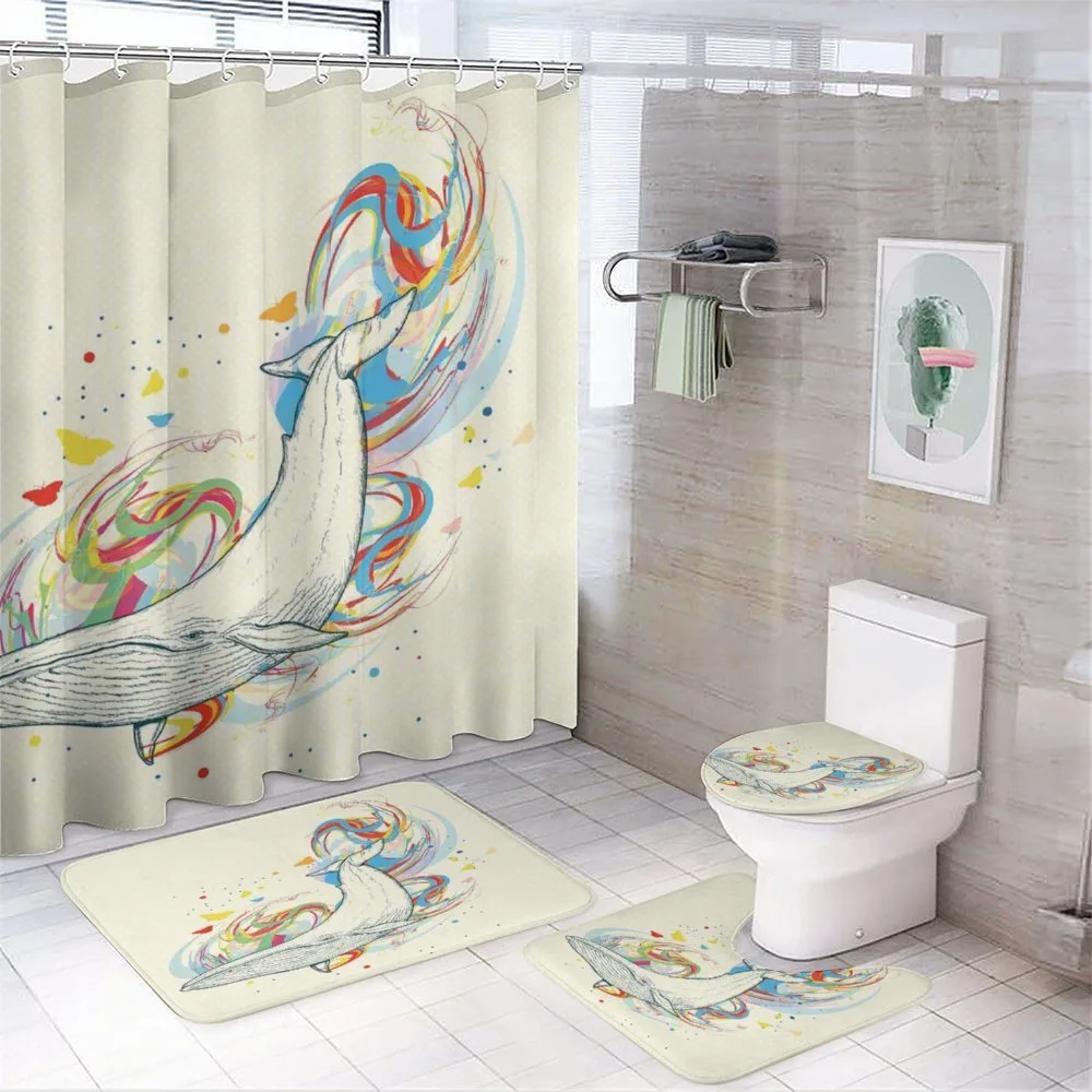 Whale in Ocean Dive — 4-Piece Bathroom Set preview