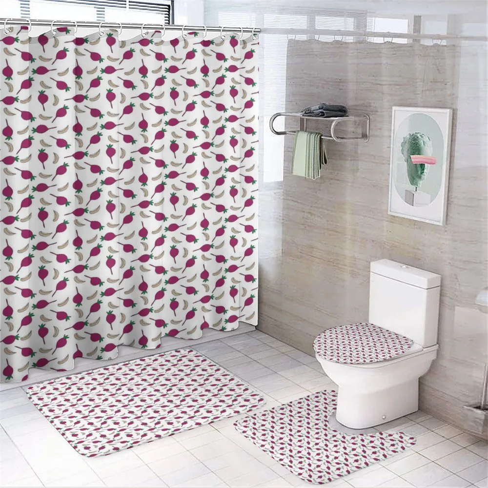 Cartoon Garlic and Beet — 4-Piece Bathroom Set preview