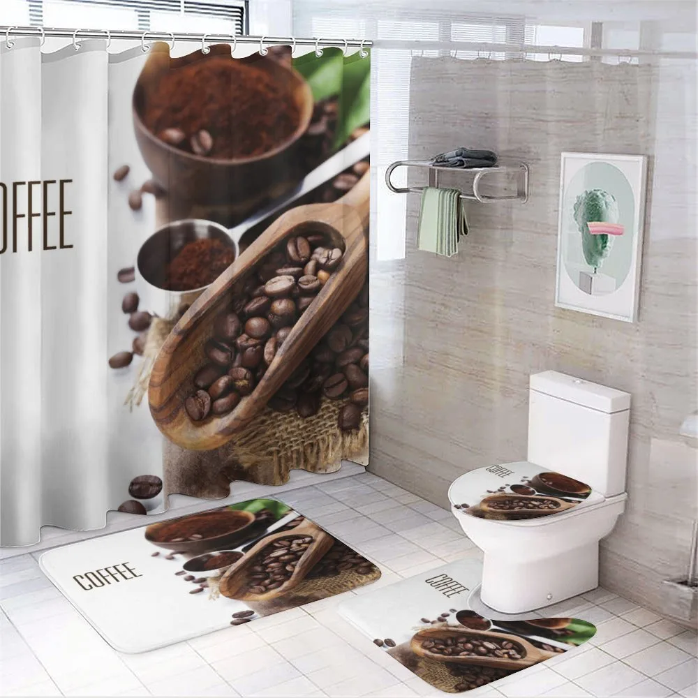 Ground Coffee Beans — 4-Piece Bathroom Set preview