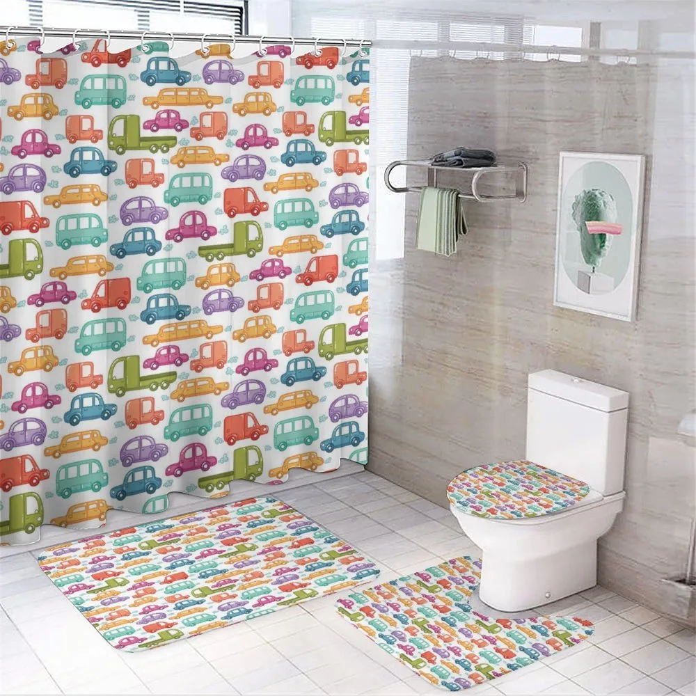 Vibrant Doodle Style Rides — 4-Piece Bathroom Set preview