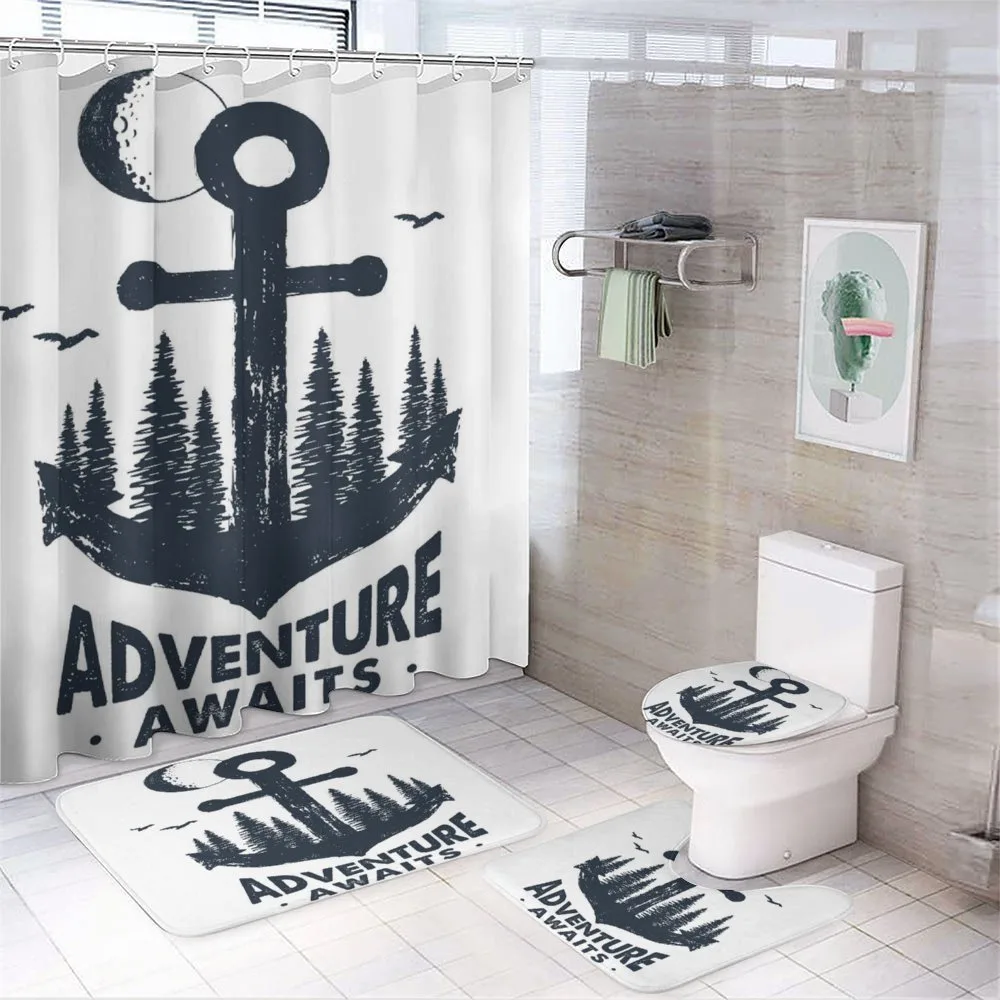 Anchor Hand Drawn Art — 4-Piece Bathroom Set preview