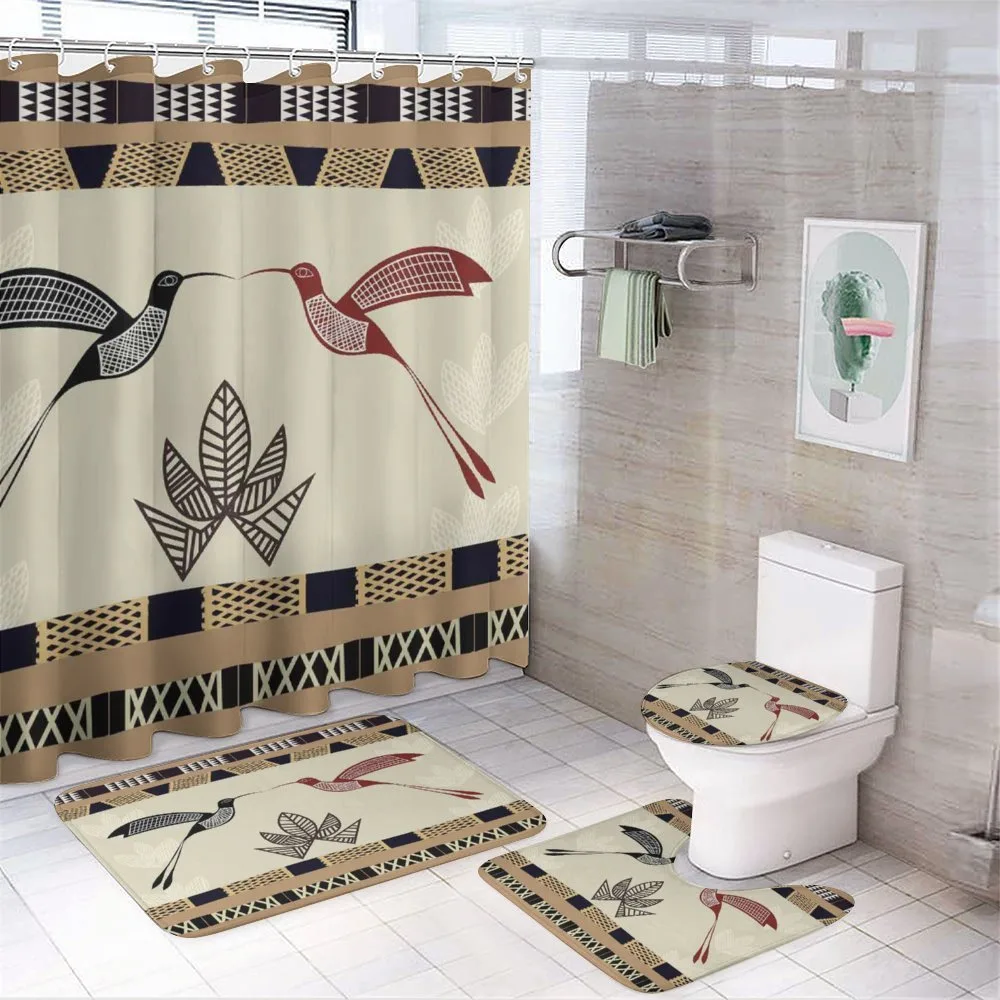 Bamboo Leaf Birds Art — 4-Piece Bathroom Set preview