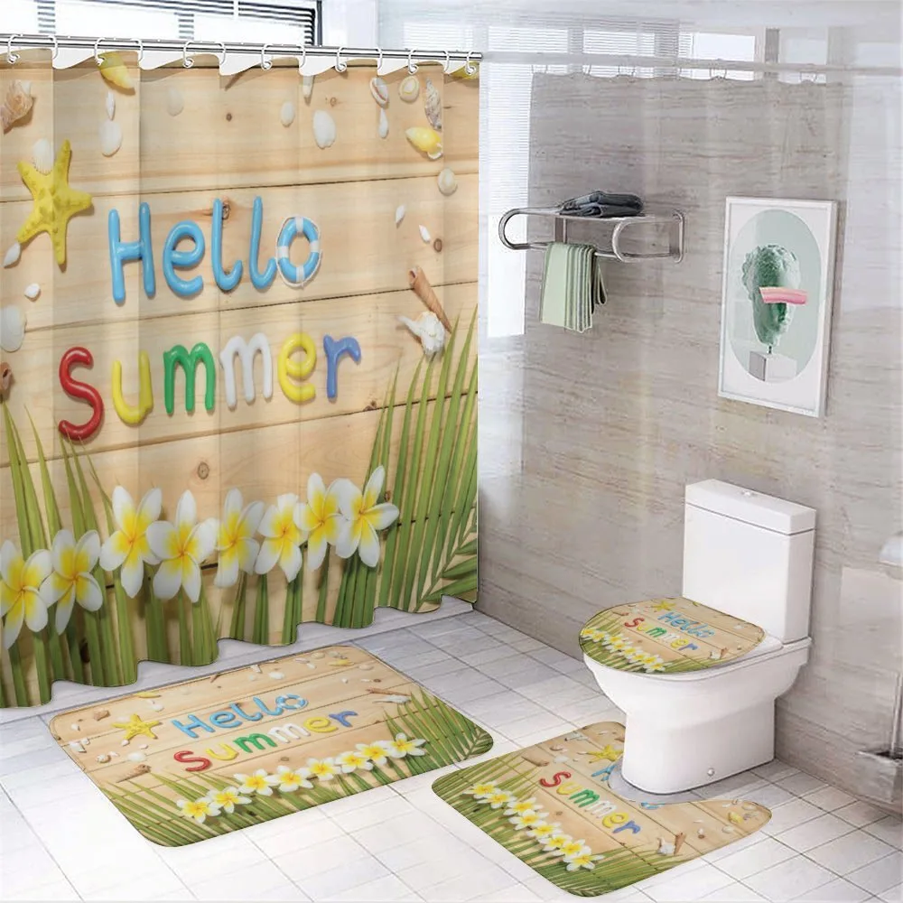 Flower Starfish Shell 4-Piece Bathroom Set product video
