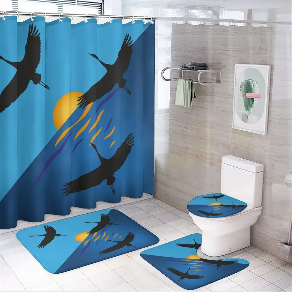 Flying Bird at Horizon Sunset — 4-Piece Bathroom Set preview