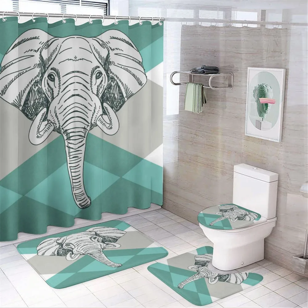 Minimalist Boho Elephant — 4-Piece Bathroom Set preview