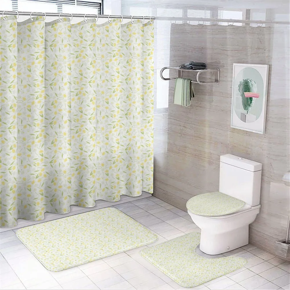 Narcissus and Dots Pattern — 4-Piece Bathroom Set preview