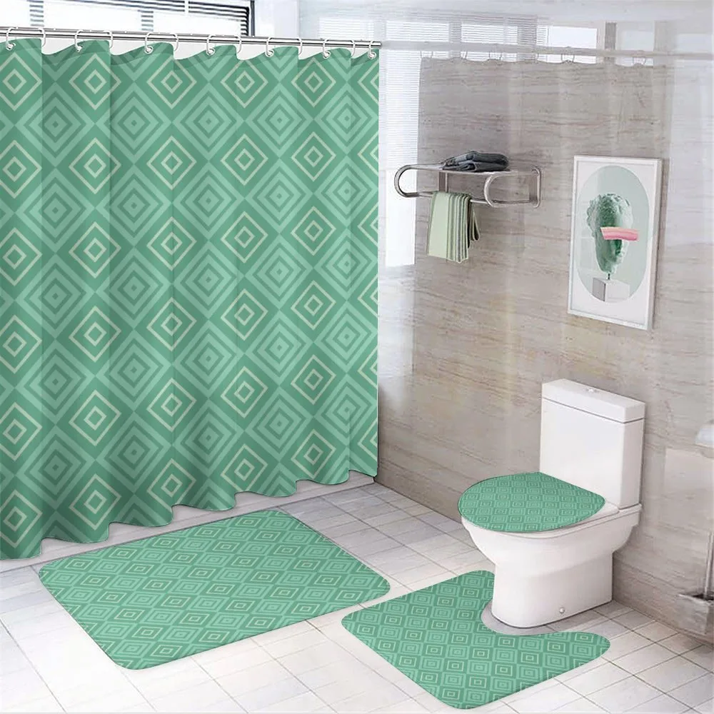 Nested Squares Pattern — 4-Piece Bathroom Set preview
