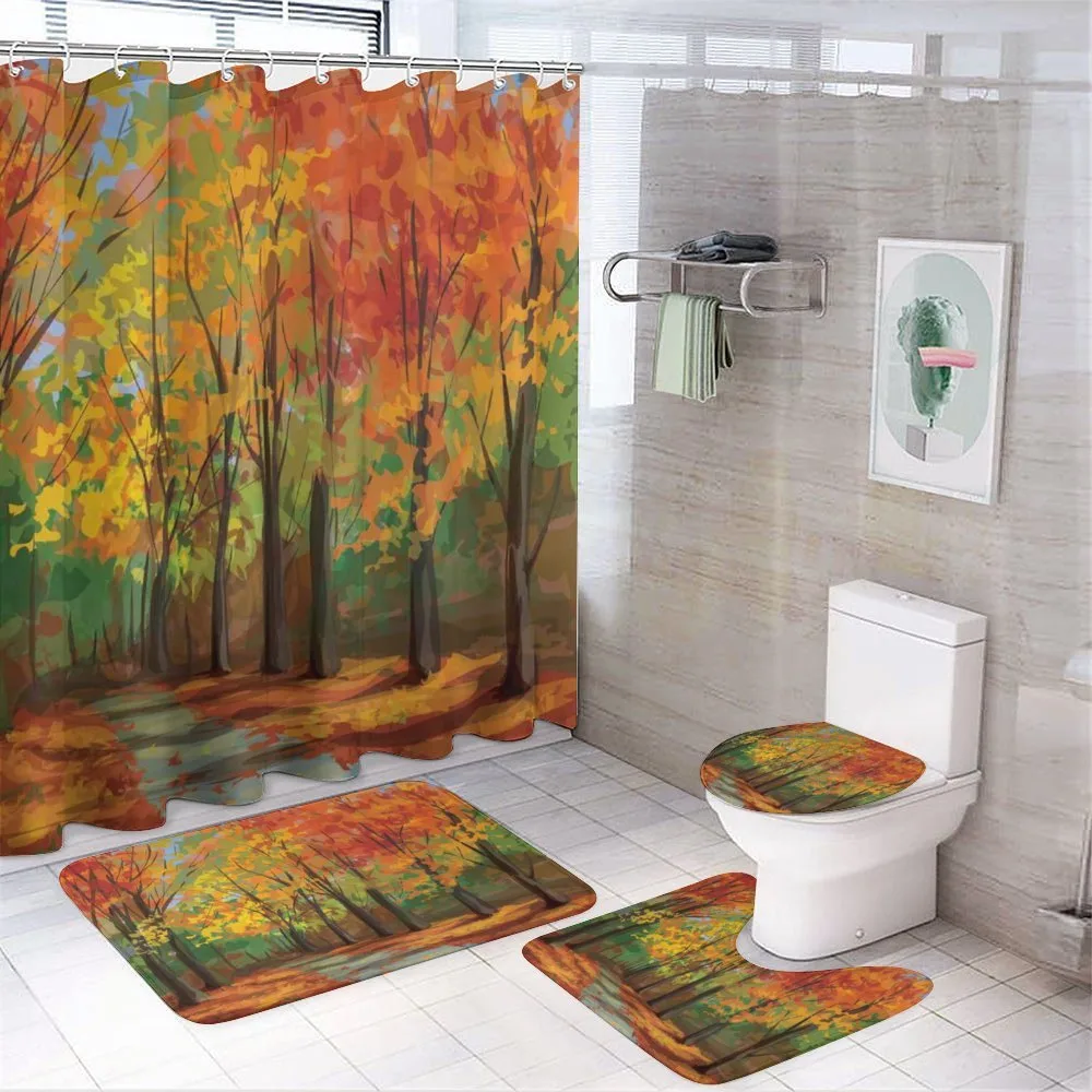 North Woods with Leaves — 4-Piece Bathroom Set preview