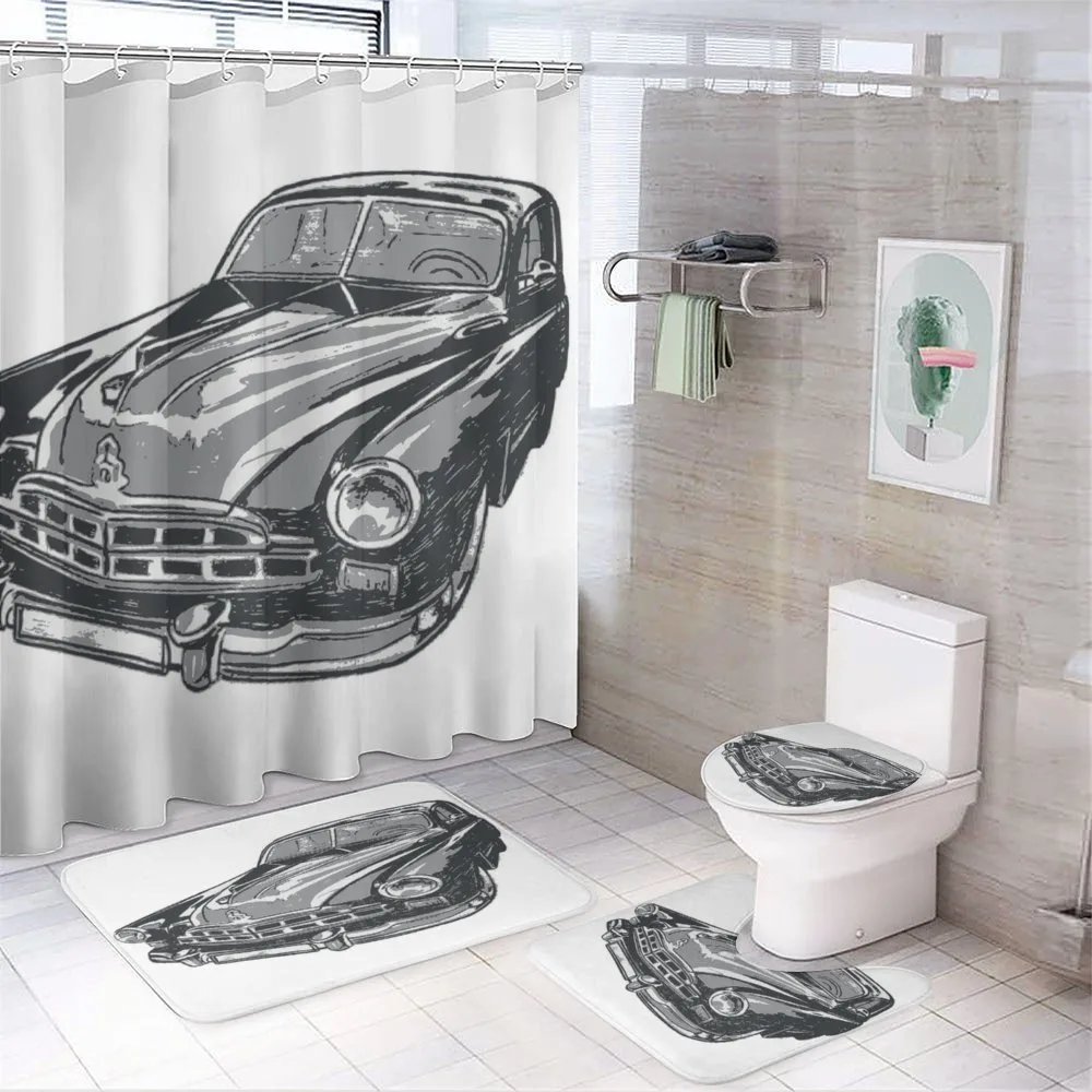 Retro Car Detailed Hood — 4-Piece Bathroom Set preview