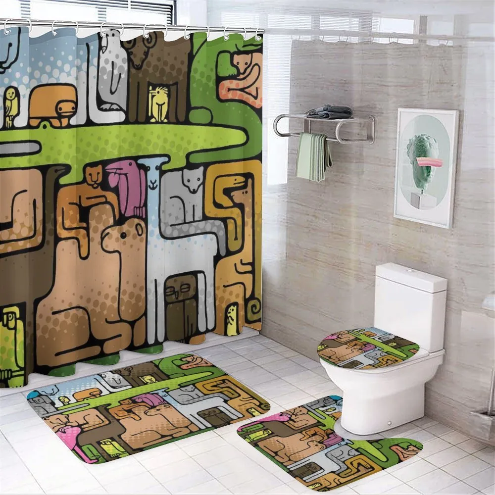 Animal Puzzle Modern Design — 4-Piece Bathroom Set preview