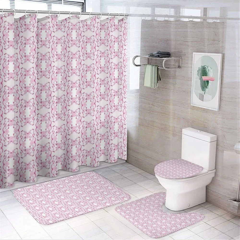 Delicate Striped Floral — 4-Piece Bathroom Set preview