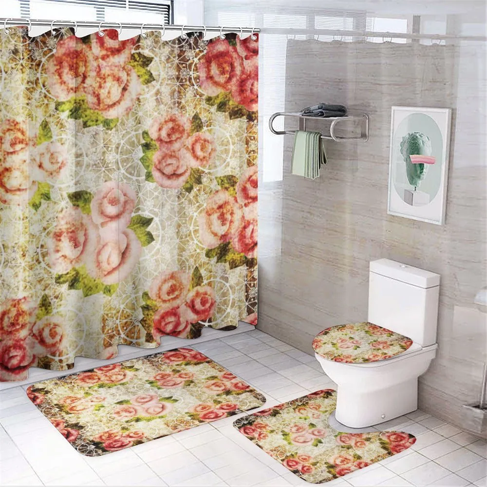 Psychedelic Floral Motif — 4-Piece Bathroom Set preview