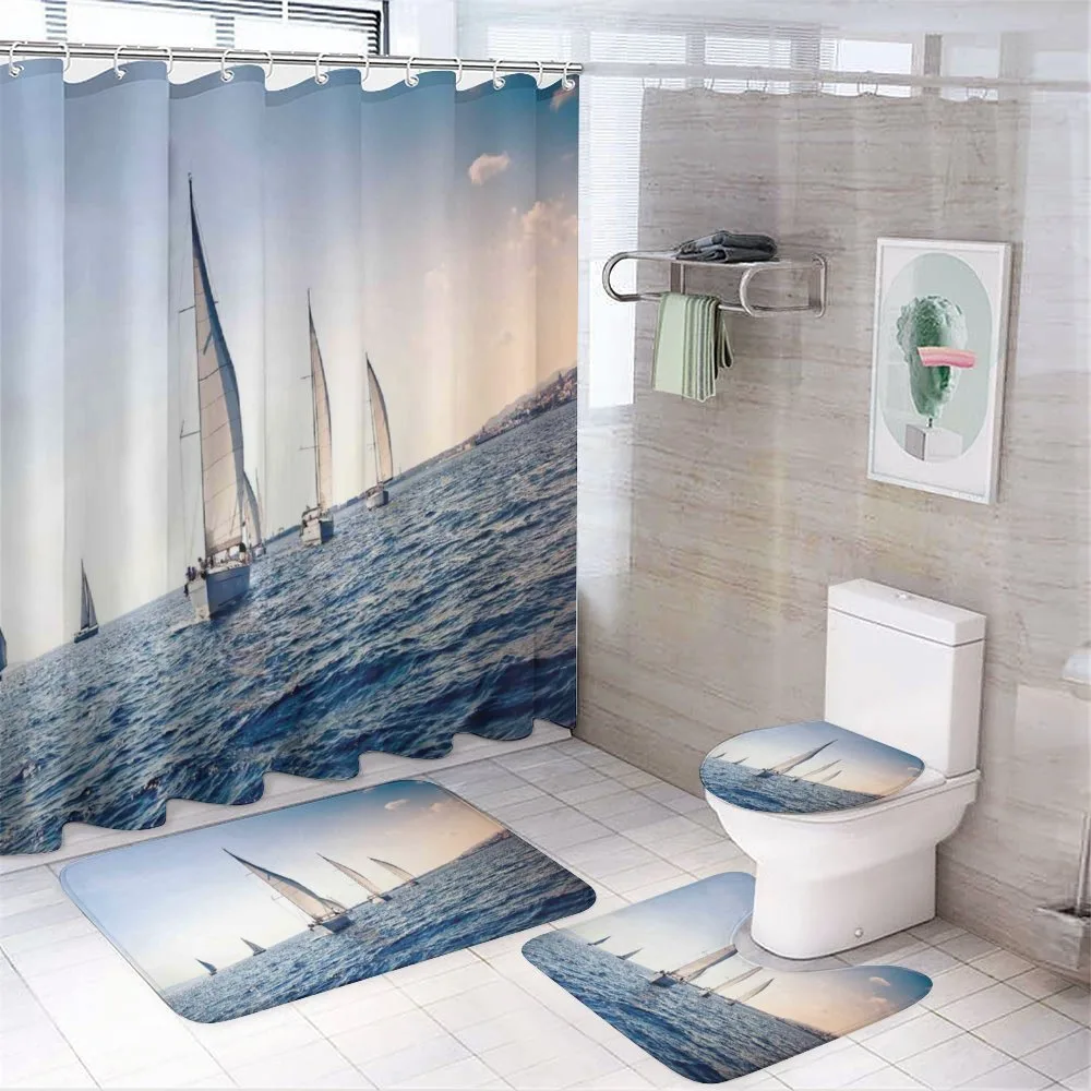 Racing Sport Sailboats — 4-Piece Bathroom Set preview