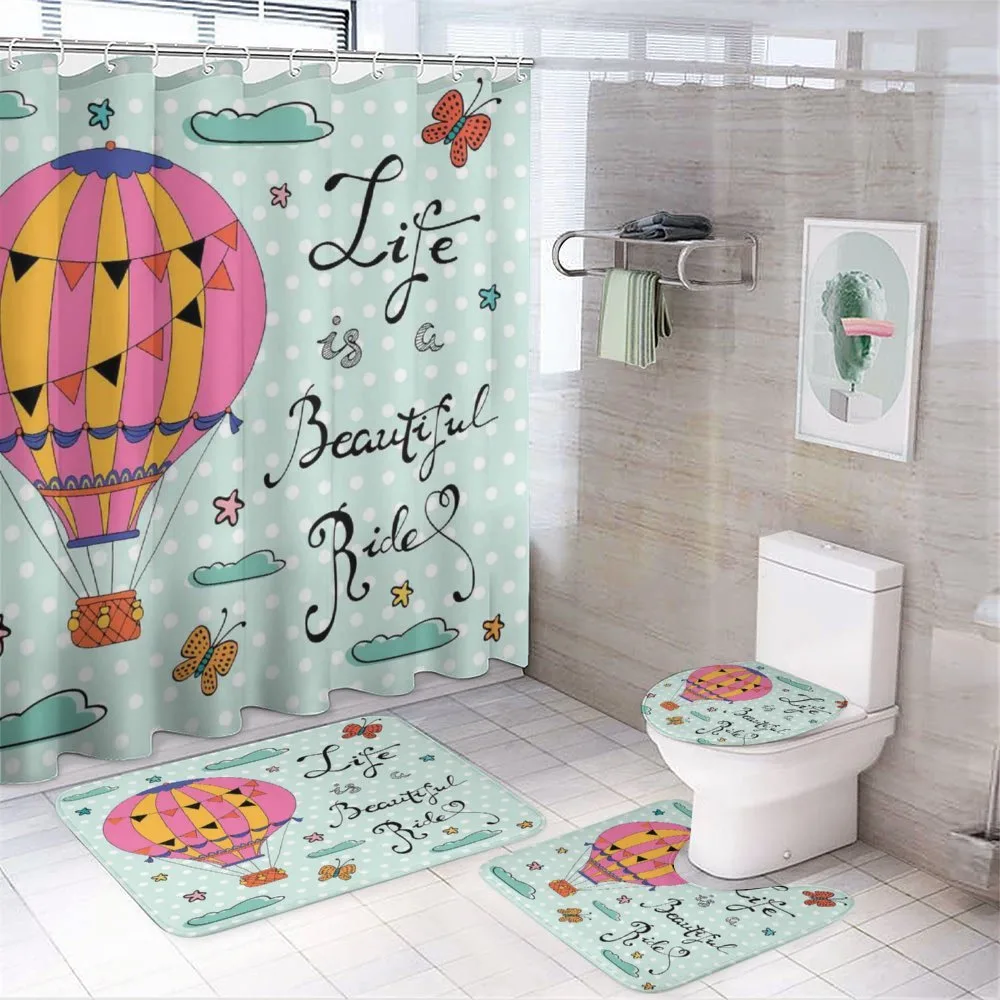 Air Balloon Polka Dots Text — 4-Piece Bathroom Set preview
