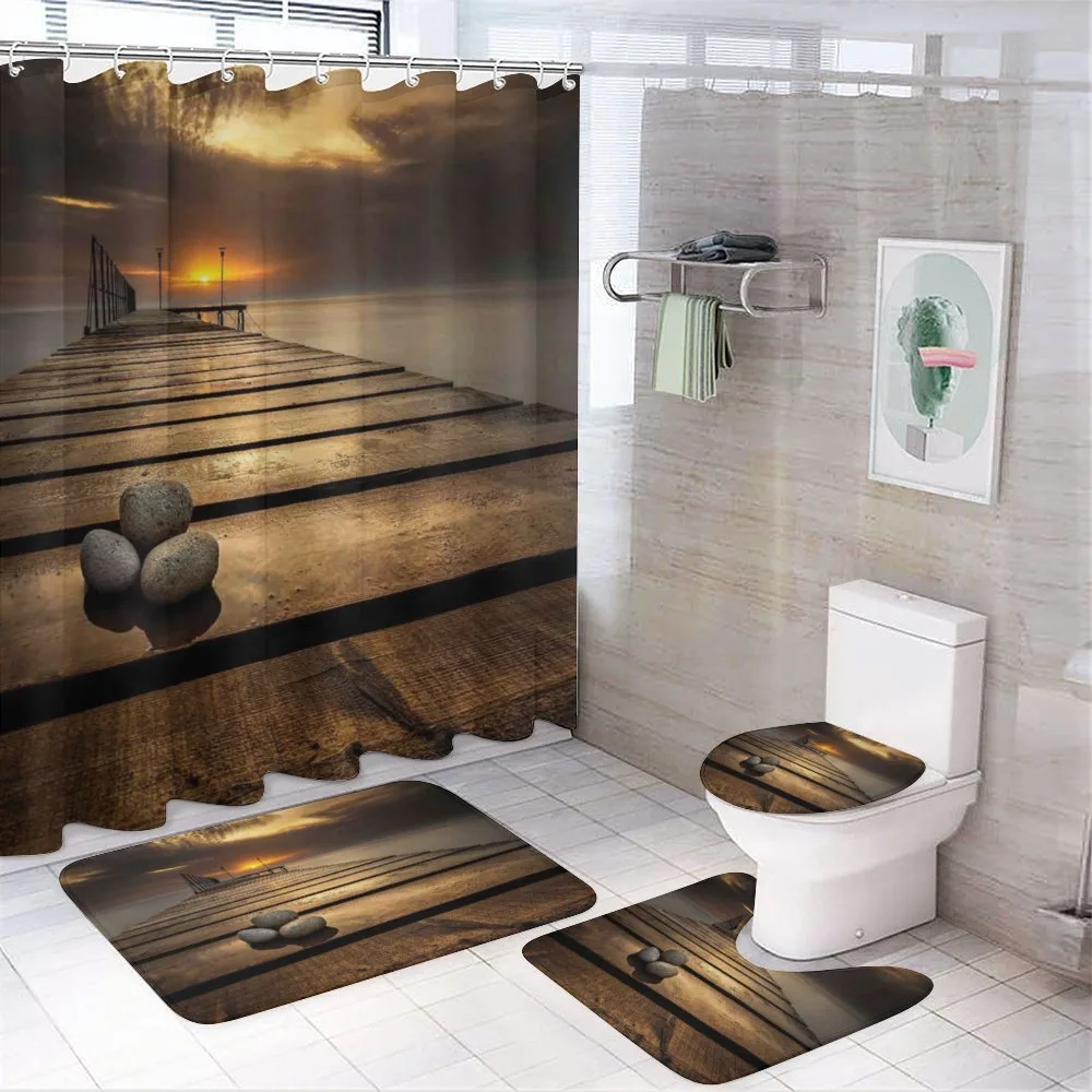 Black Sea at Dusk Pier — 4-Piece Bathroom Set preview