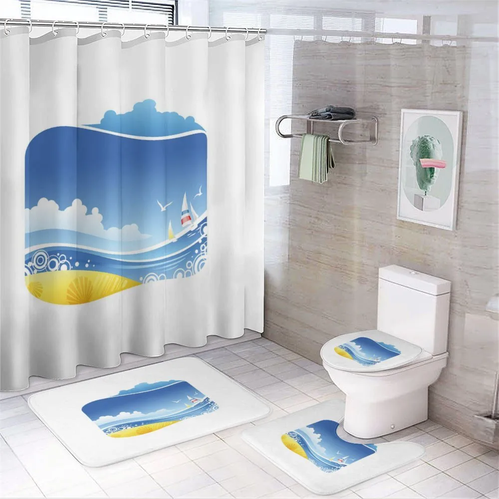 Exotic Wavy Sea Pattern — 4-Piece Bathroom Set preview