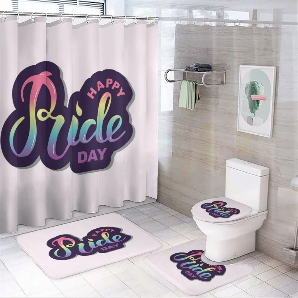 Happy Pride Day Wording — 4-Piece Bathroom Set preview