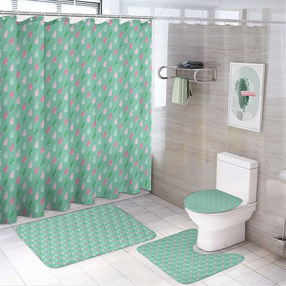 Rain Droplets Retro Art — 4-Piece Bathroom Set preview