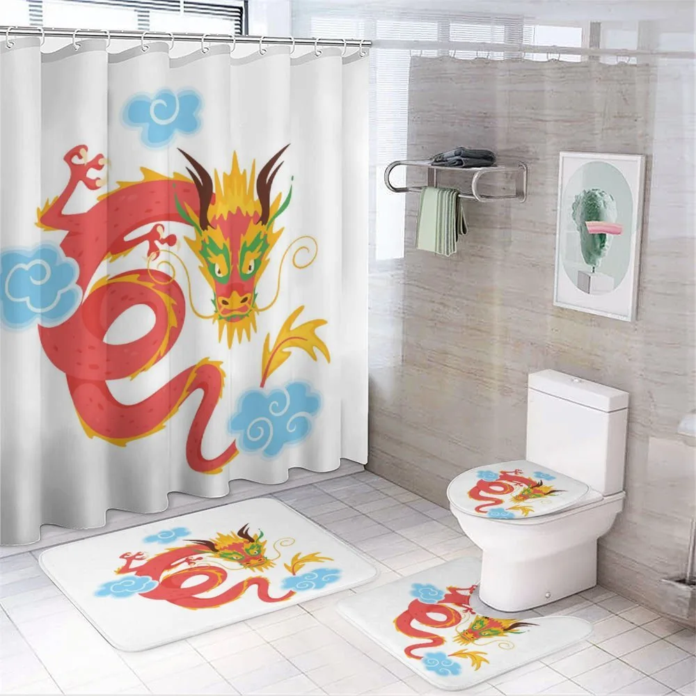 Swirling Clouds Angry Dragon — 4-Piece Bathroom Set preview