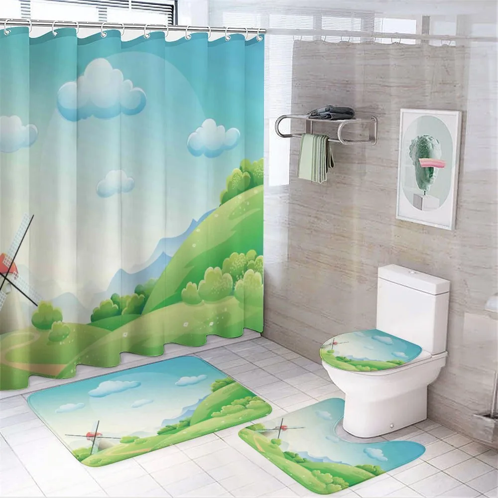 Cartoon Country Landscape — 4-Piece Bathroom Set preview