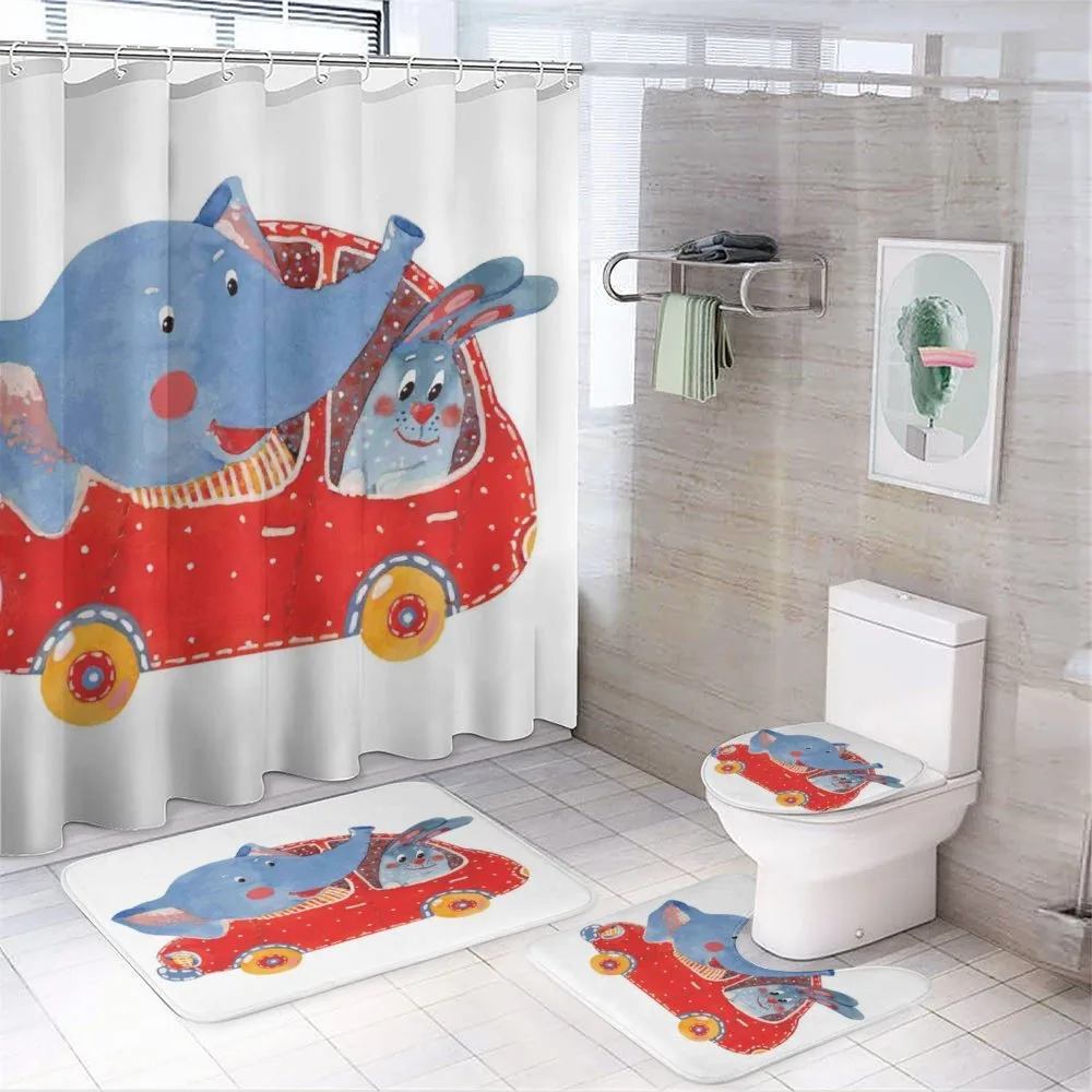 Funny Animal in a Car — 4-Piece Bathroom Set preview
