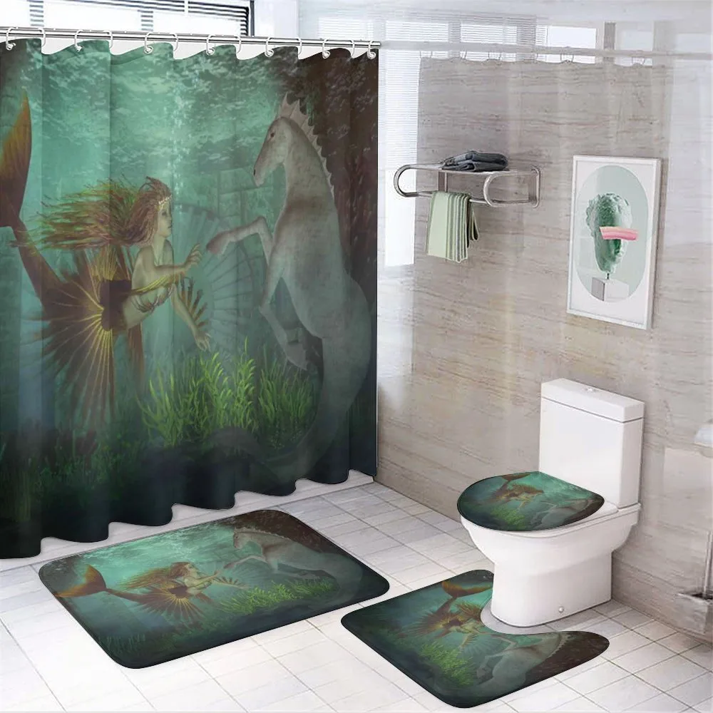 Mermaid with Seahorse — 4-Piece Bathroom Set preview
