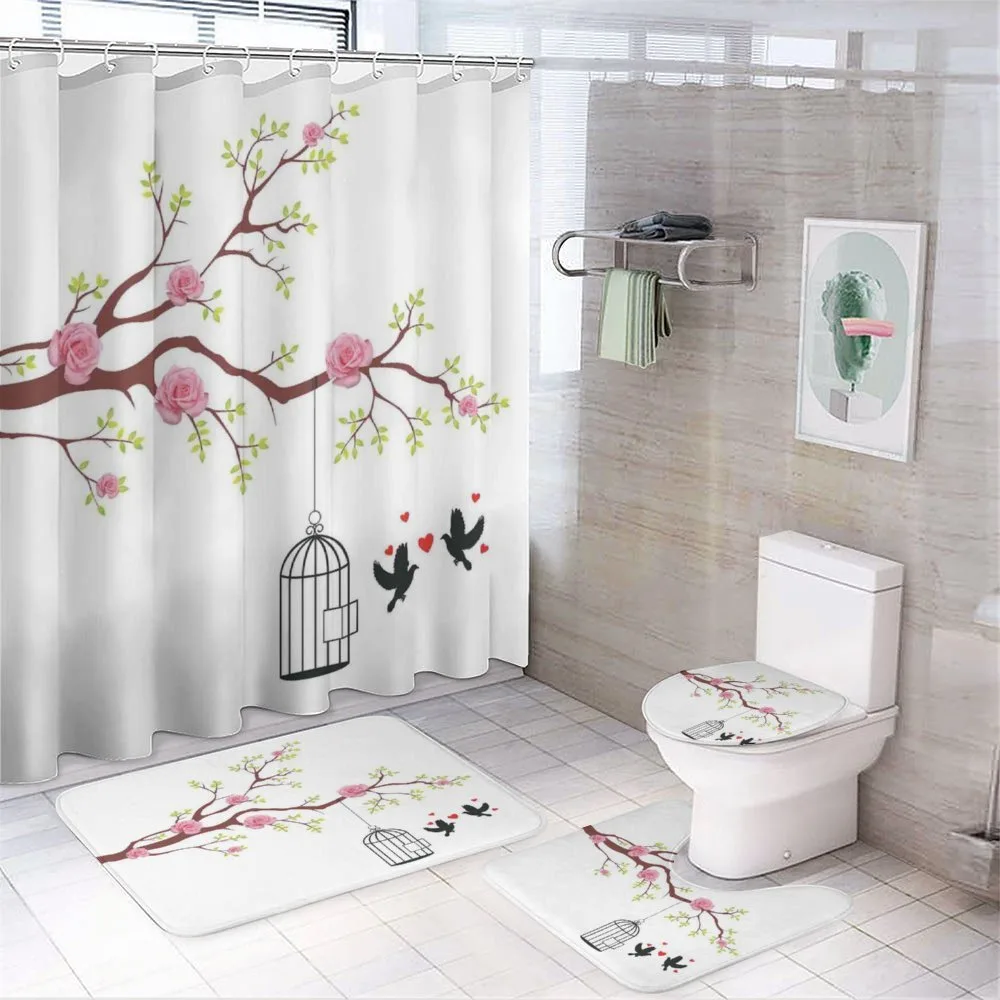 Roses Blossoms Birds — 4-Piece Bathroom Set preview