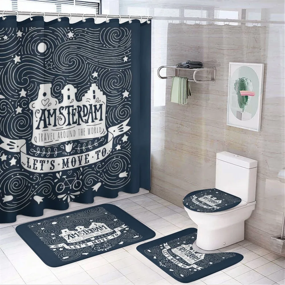 Travel Words with Stars 4-Piece Bathroom Set product video
