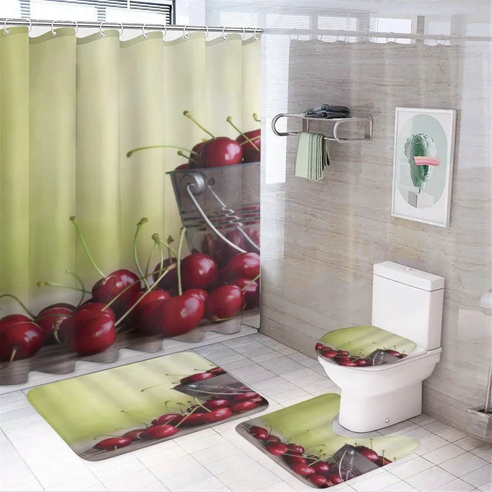 Cherries Bucket on Ombre 4-Piece Bathroom Set product video